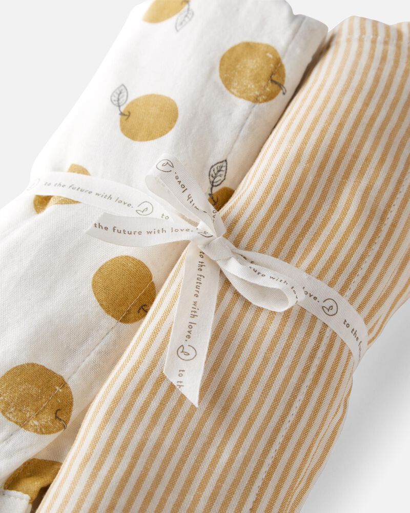 2-Pack Organic Cotton Muslin Swaddle Blankets, image 1 of 3 slides
