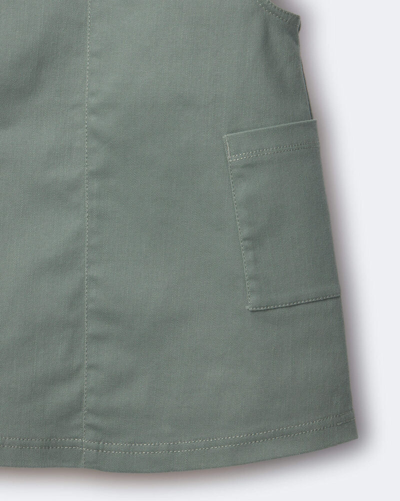 Toddler Girl Otter Pocket Denim Jumper - Olive, image 6 of 6 slides
