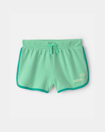 Girls 'Paradise' French Terry Shorts - Green, 