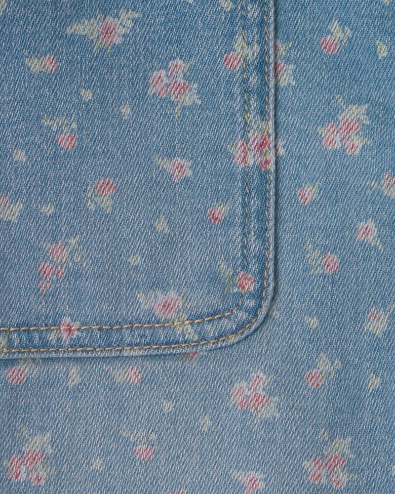 Girls Floral Denim Shorts - Light Wash, image 3 of 4 slides