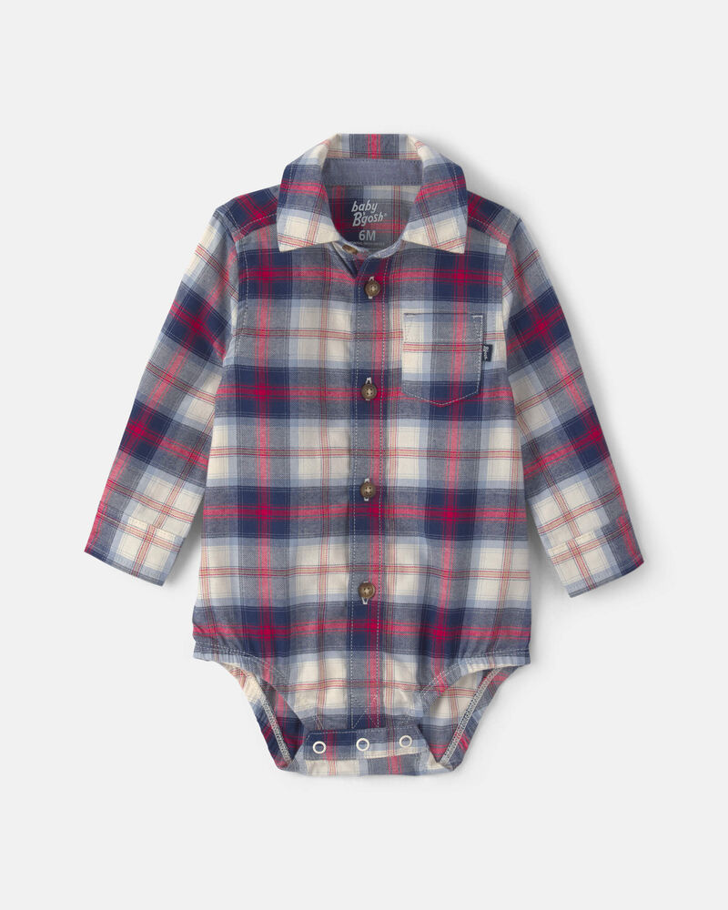 Baby Boy Plaid Long-Sleeve Bodysuit, image 1 of 3 slides