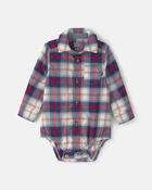 Baby Boy Plaid Long-Sleeve Bodysuit, image 1 of 3 slides