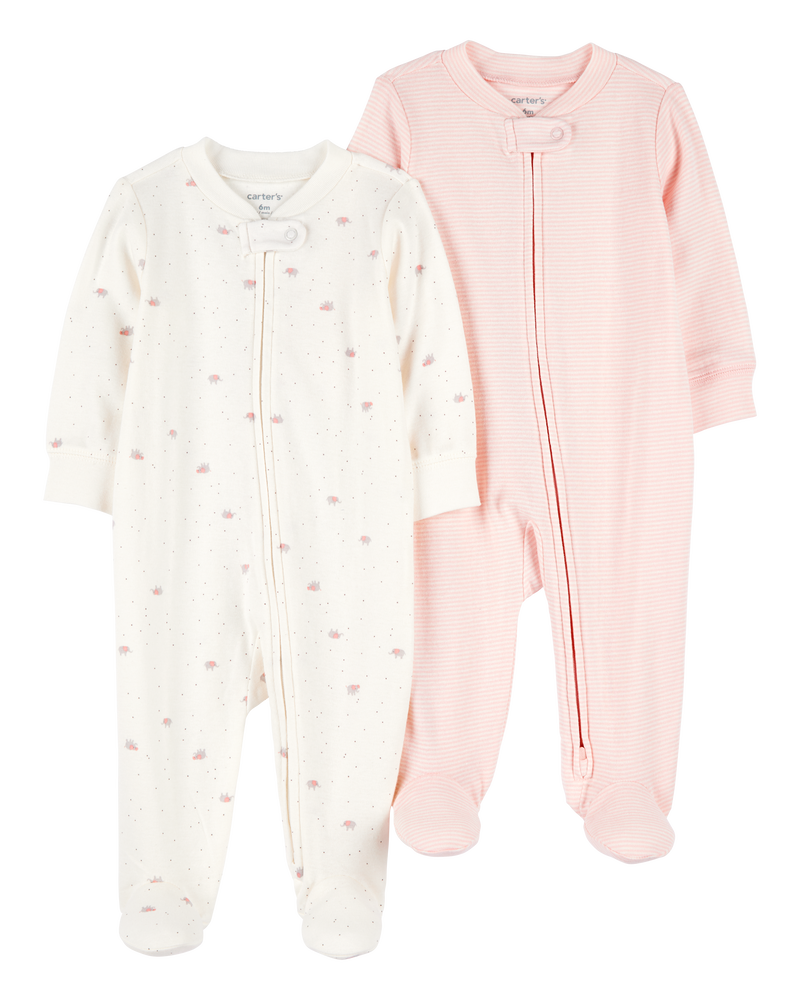 Baby 2-Pack 2-Way Zip Cotton Sleeper, image 1 of 4 slides
