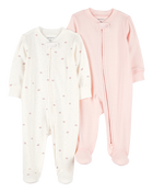 Baby 2-Pack 2-Way Zip Cotton Sleeper, image 1 of 4 slides