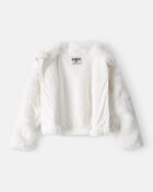 Girls Long-Sleeve Faux Fur Fashion Jacket - White, image 2 of 4 slides