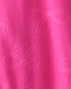 Toddler Girl Bow Loose Fit Long-Sleeve 2-Way Zip 1-Piece pyjamas - Pink, image 2 of 3 slides