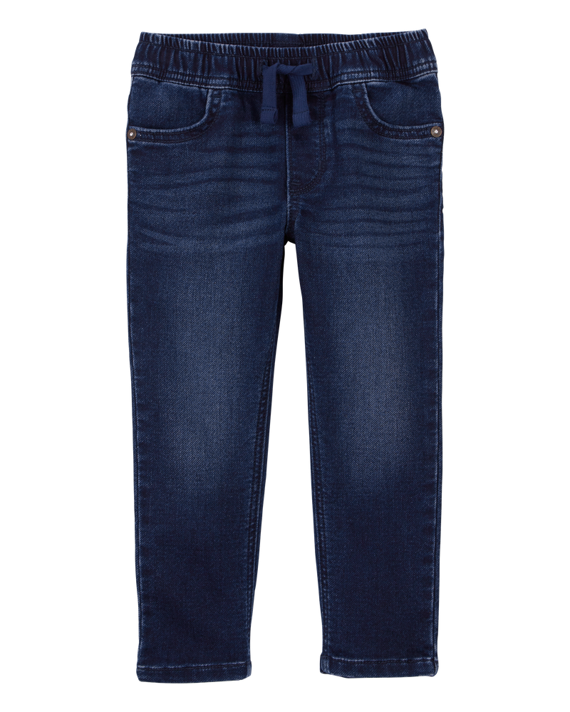 Toddler Knit-Like Denim Drawstring Jeans, image 1 of 5 slides