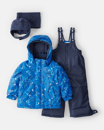 Tout-petit garçon - Combinaison de neige 1 pièce pour garçon avec bonnet et cache-cou en polaire
, 