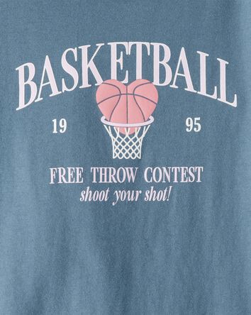 Filles - T-shirt &agrave; manches longues imprim&eacute; basketball&nbsp;&ndash; Bleu, 