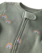 Baby Waffle Knit Sleep & Play Pyjamas in Magical Rainbow Print Made with Organic Cotton, image 2 of 5 slides