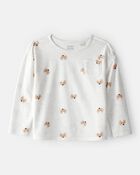 Toddler Girl  Croissant Print Long Sleeve Tee - Cream, image 1 of 3 slides