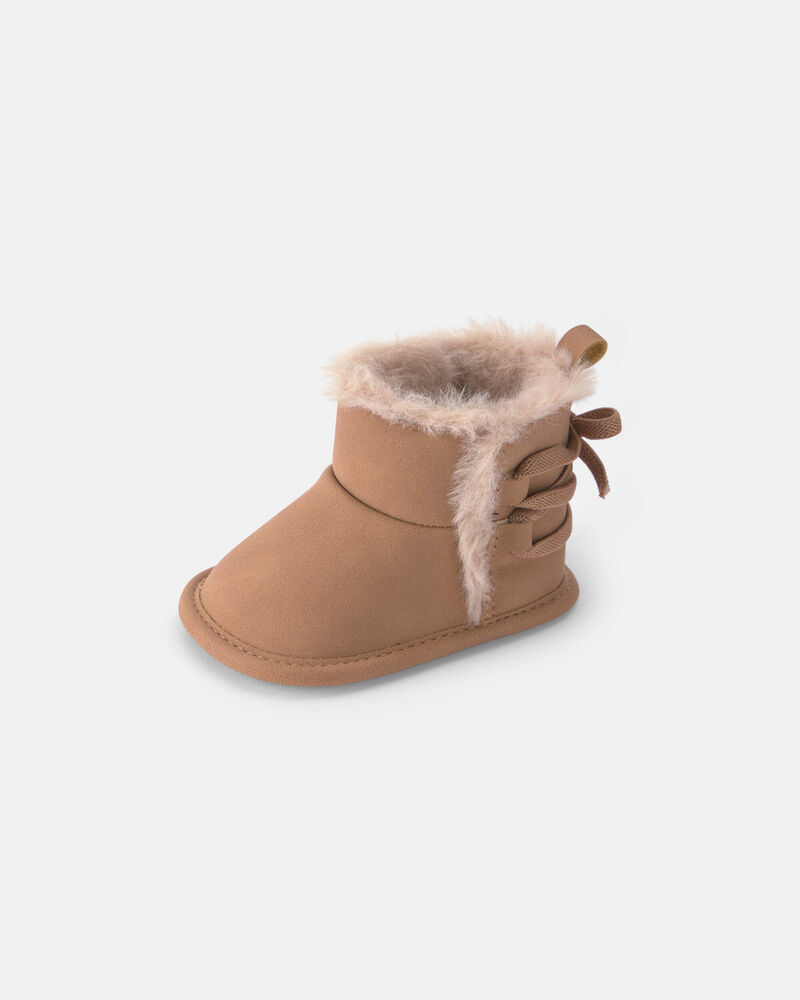 Baby Girl Teddy Fleece Boot - Brown, image 6 of 6 slides
