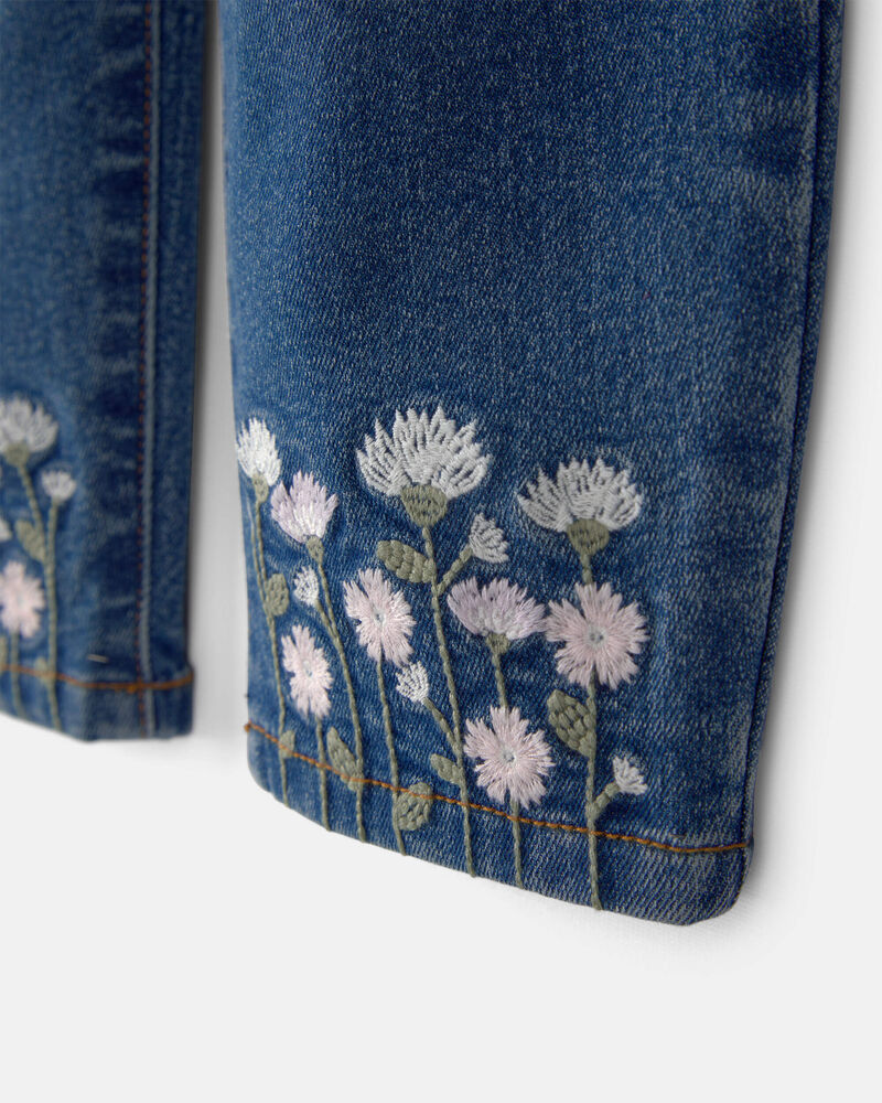 Toddler Girl Floral Barrel Jeans - Dark Wash, image 3 of 5 slides