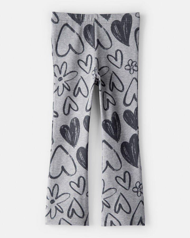 Toddler Girl Heart Pull-On Flare Stretch Rib Leggings Grey
