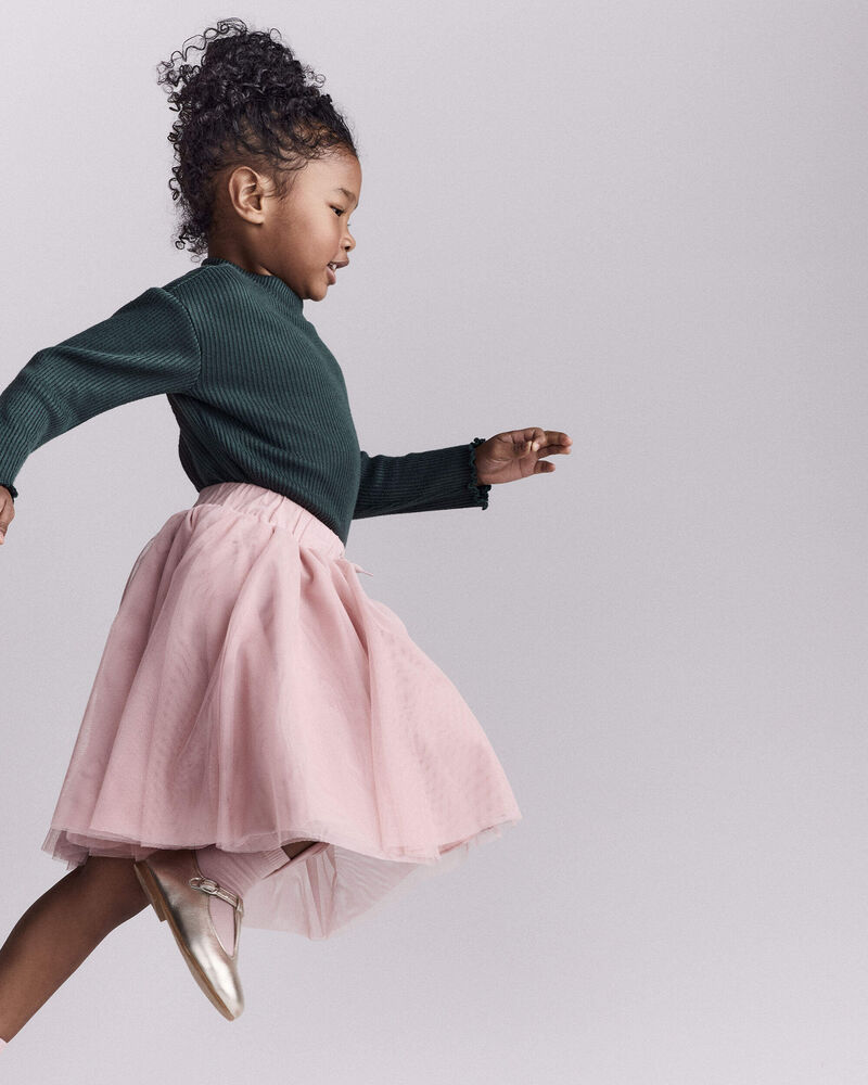 Toddler Girl Mock Neck Long-Sleeve Top - Dark Green, image 3 of 6 slides