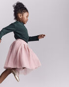 Toddler Girl Mock Neck Long-Sleeve Top - Dark Green, image 3 of 6 slides