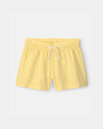 Girls Eyelet Shorts - Yellow, 