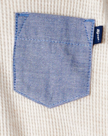 Baby Boy Waffle Knit Long-Sleeve Hooded Top - Brown, 