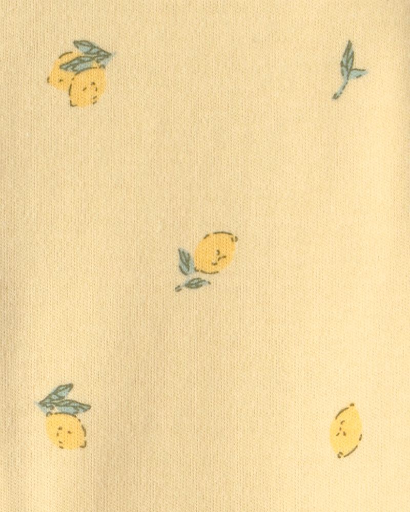 Baby Lemon 2-Way Zip 100% Cotton Sleeper - Yellow, image 3 of 4 slides