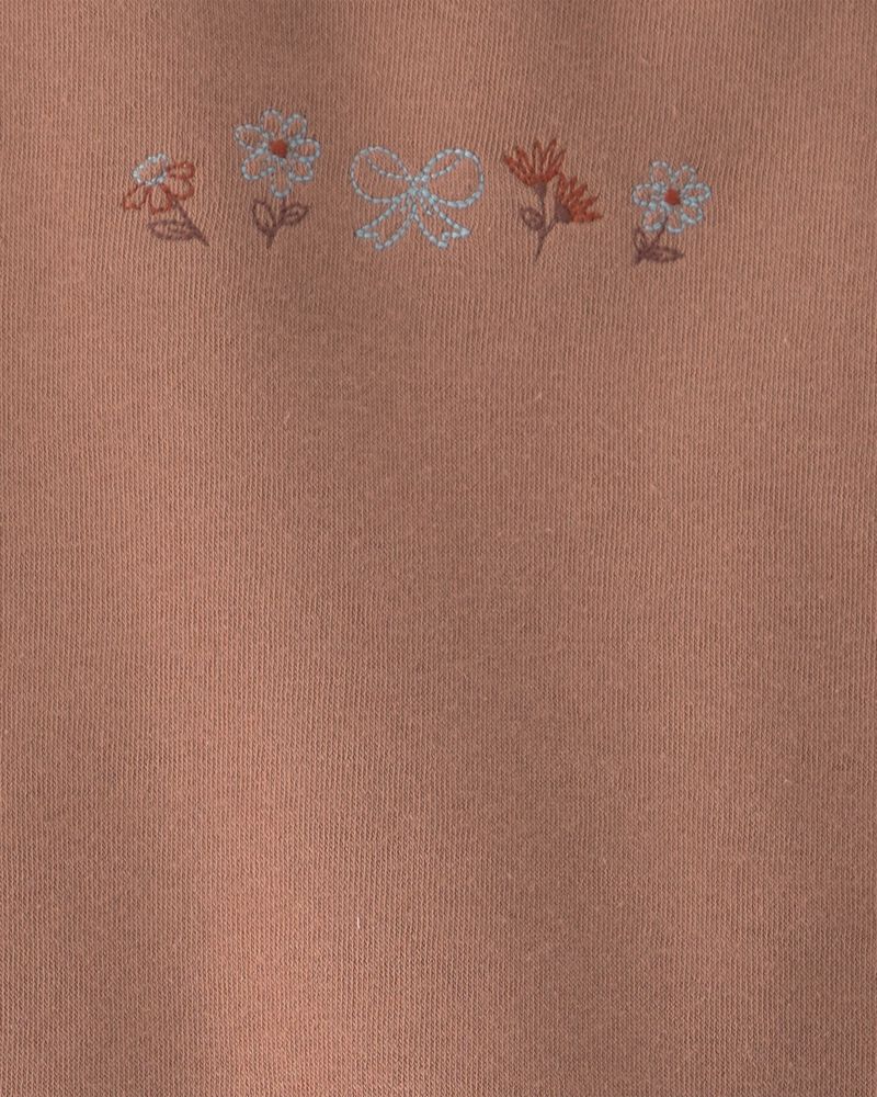 Toute-petit fille - Ensemble 2 pi&egrave;ces haut en molleton et pantalon &agrave; motif floral &ndash; Brun, image 4 sur 4 diapositives