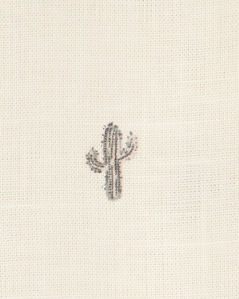 Bébé garçon - Ensemble 3 pièces short à cactus et chapeau - Ivoire/Vert, image 2 sur 3 diapositives