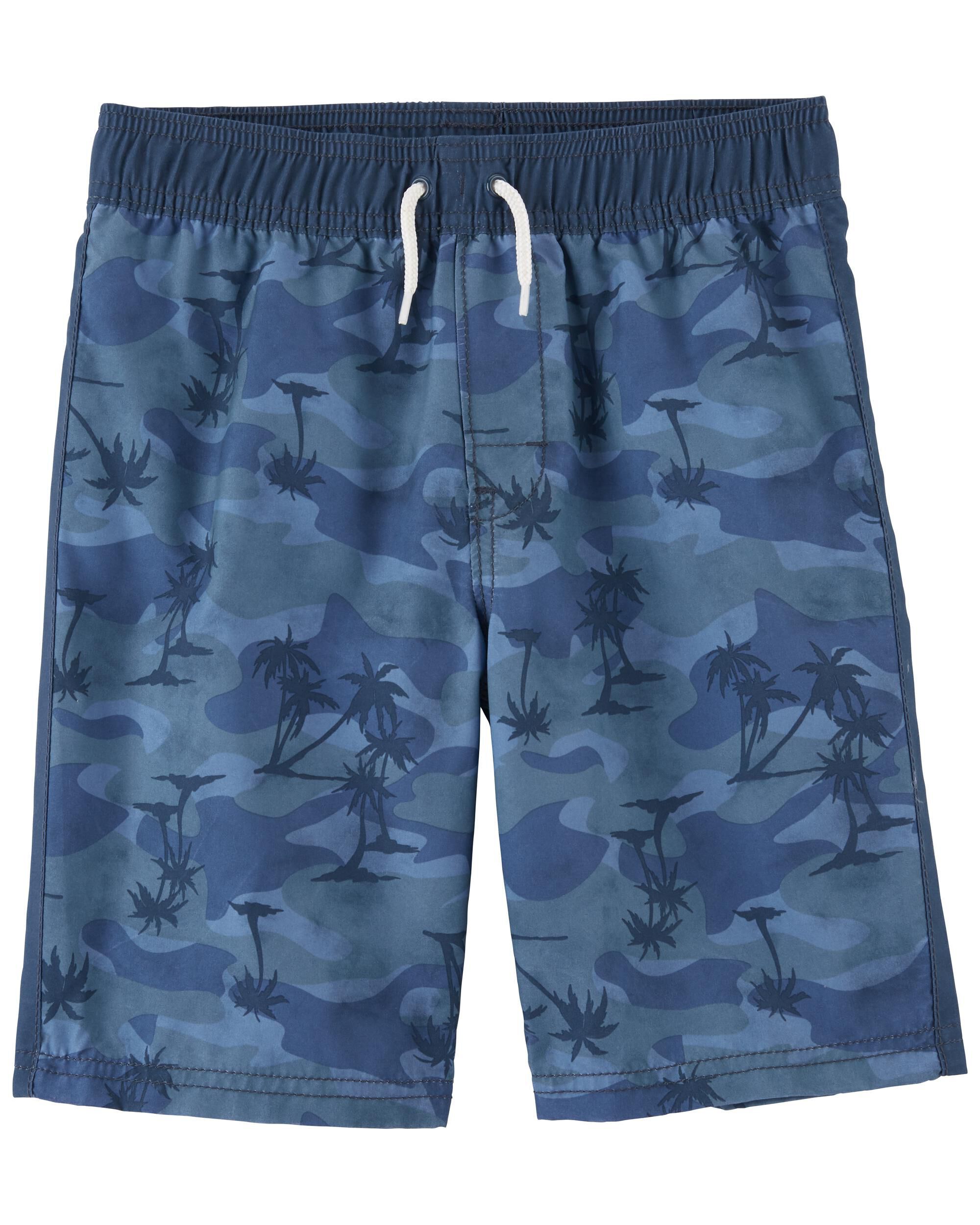 Tropical Camo Print Swim Trunks