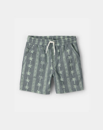 Boys Palm Tree Knit Shorts - Grey/Green, 