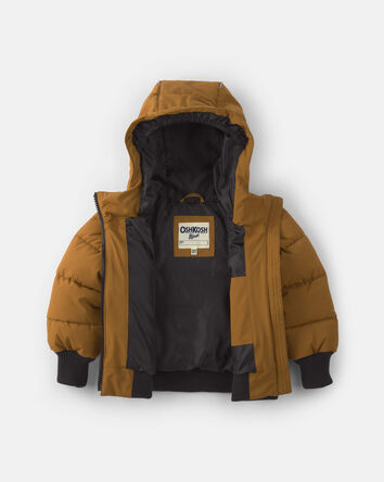 Toddler Boy Bubble Urban Jacket- Brown, 