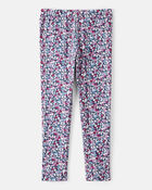 Girls Floral Cotton Pull-On Stretch Leggings, image 2 of 4 slides