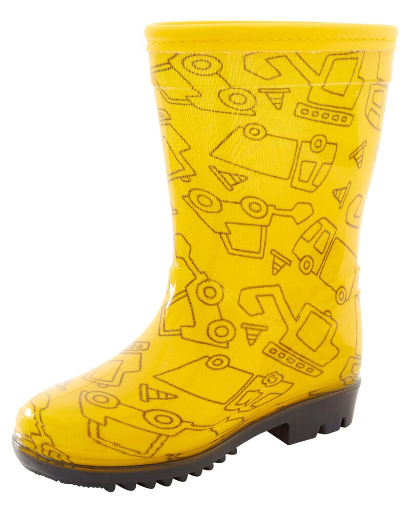 Toddler Construction Print Rain Boots, image 6 of 7 slides