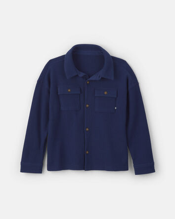 Boys Thermal Long-Sleeve Button-Down Shirt - Navy Blue, 