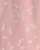 Toddler Girl 2-Piece Organic Cotton Pyjama in Pink Bunnies Print, image 3 of 4 slides