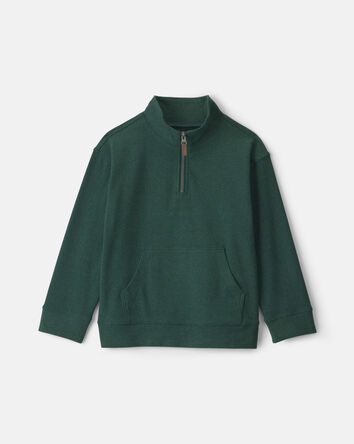 Boys Quarter-Zip Rib Pullover Sweatshirt - Green, 