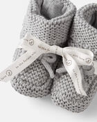 B&eacute;b&eacute; Chaussons crochet&eacute;s en coton biologique gris, image 2 sur 3 diapositives