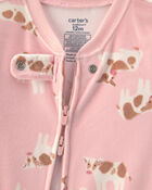 B&eacute;b&eacute; fille - Pyjama ajust&eacute; 1-pi&egrave;ce en DreamPlush avec pieds et fermeture &agrave; glissi&egrave;re double sens &agrave; motif vache - Rose, image 3 sur 5 diapositives