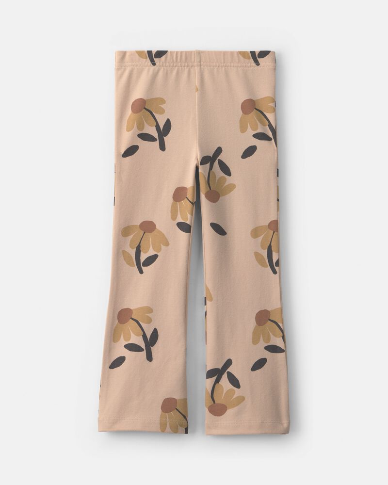 Toute-petite fille - Legging extensible &agrave; jambe &eacute;vas&eacute;e en coton &agrave; motif floral - Beige, image 2 sur 3 diapositives
