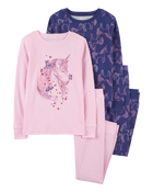 Kid 4-Piece Unicorn 100% Snug Fit Cotton Pyjamas, image 1 of 4 slides