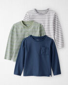 Tout-petit Emballage de 3 t-shirts à manches longues en jersey de coton biologique extensible, image 1 sur 7 diapositives