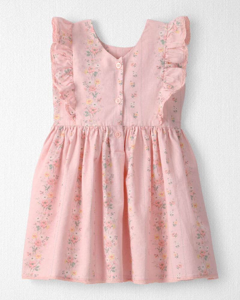 Toddler Girl Ruffle Dress Made with Organic Cotton in Spring Garden Print, image 2 of 5 slides