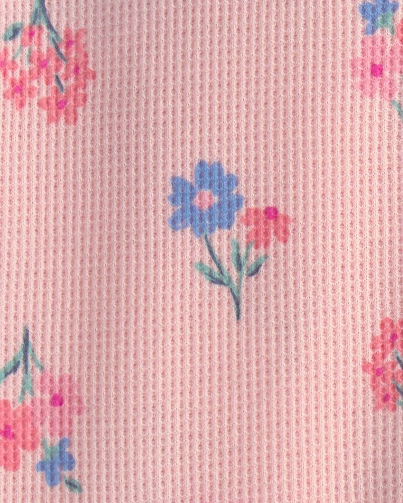 B&eacute;b&eacute; fille - Pyjama ajust&eacute; 1 pi&egrave;ce isotherme avec pieds &agrave; motif floral &ndash; Rose, image 4 sur 4 diapositives
