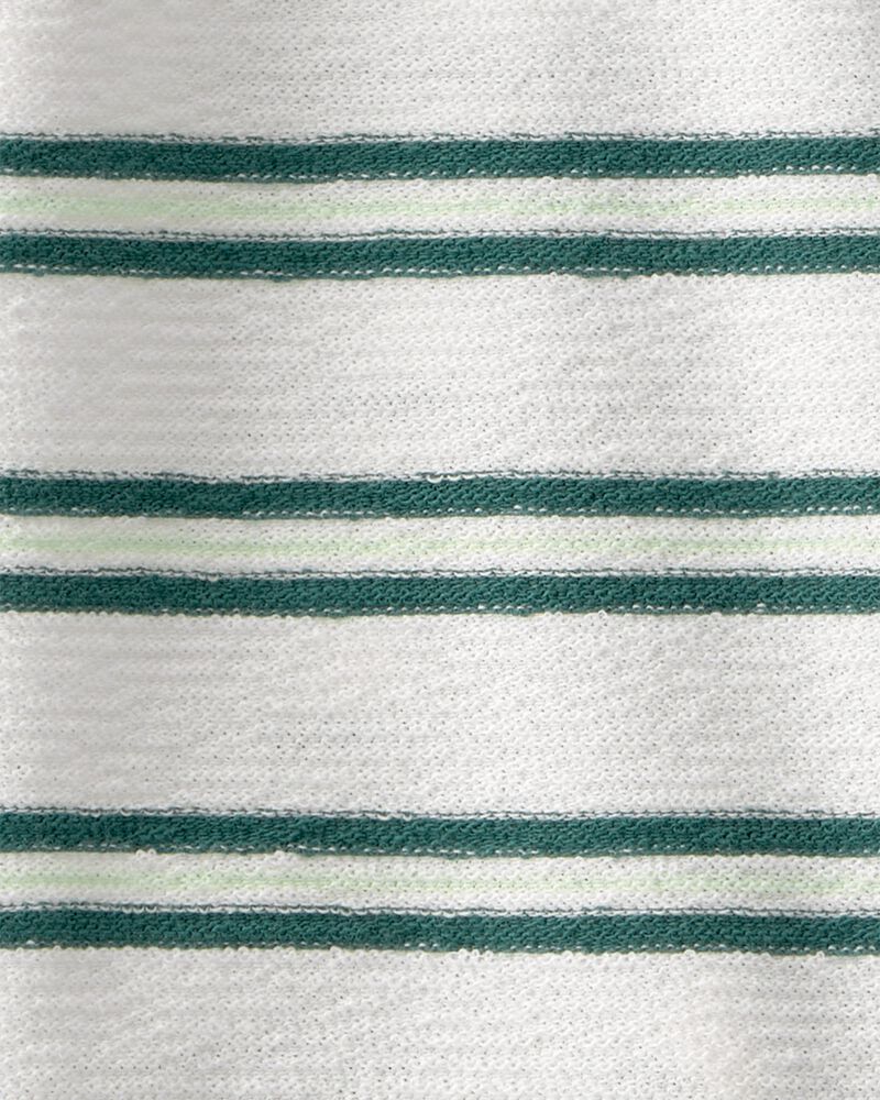 Baby Boy Pickleball Stripe Short-Sleeve Romper - Green/White, image 4 of 5 slides