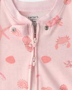 B&eacute;b&eacute; fille - Pyjama 1 pi&egrave;ce ajust&eacute; en 100 % coton, coquillage - Rose, image 2 sur 3 diapositives