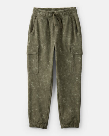 Boys Acid Wash Print French Terry Jogger - Green, 