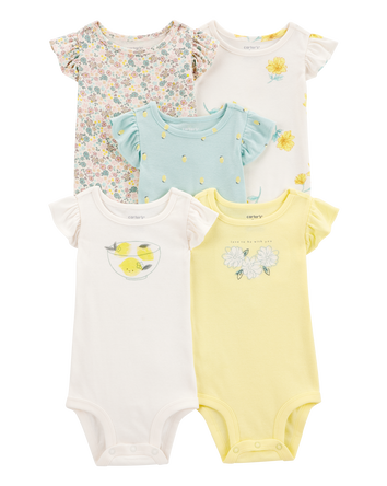 Baby 5-Pack Short-Sleeve Lemon Bodysuits, 