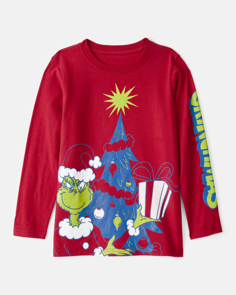 Kid Dr. Seuss™ The Grinch Long-Sleeve Graphic Tee - Red, image 1 of 3 slides