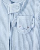 Baby Boy Dog Pocket 2-Way Zip Ribbed Sleeper pyjamas, image 2 of 5 slides