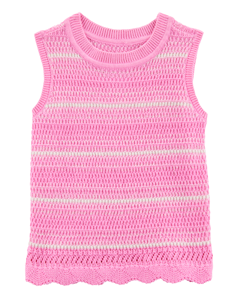 Bébé Débardeur rayé en tricot et crochet  - Rose, image 1 sur 4 diapositives