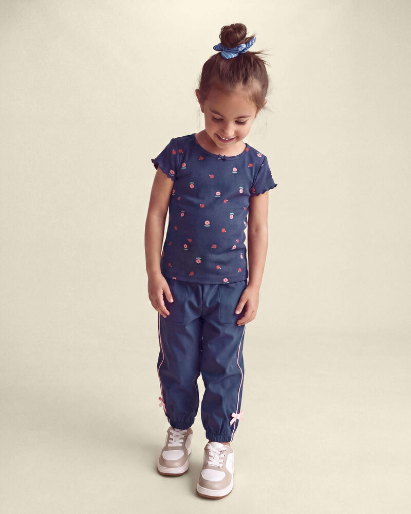 Toute-petite fille - Pantalon de jogging en popeline et boucle aux chevilles - Bleu marine, image 2 sur 5 diapositives