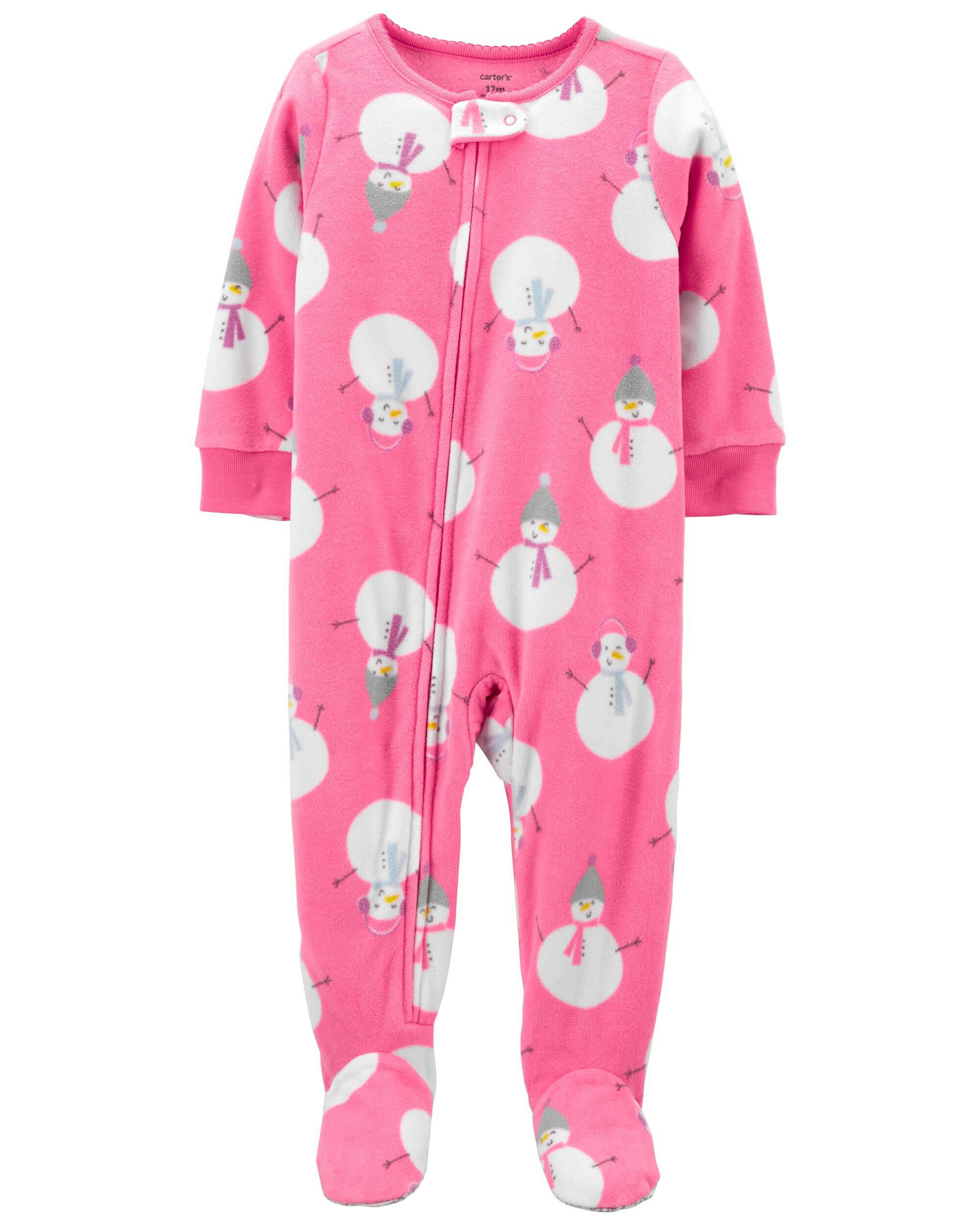 1 Piece Snowman Fleece Footie PJs