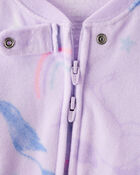 Baby Girl Unicorn Print Loose Fit Long-Sleeve 2-Way Zip 1-Piece pyjamas - Purple, image 2 of 4 slides